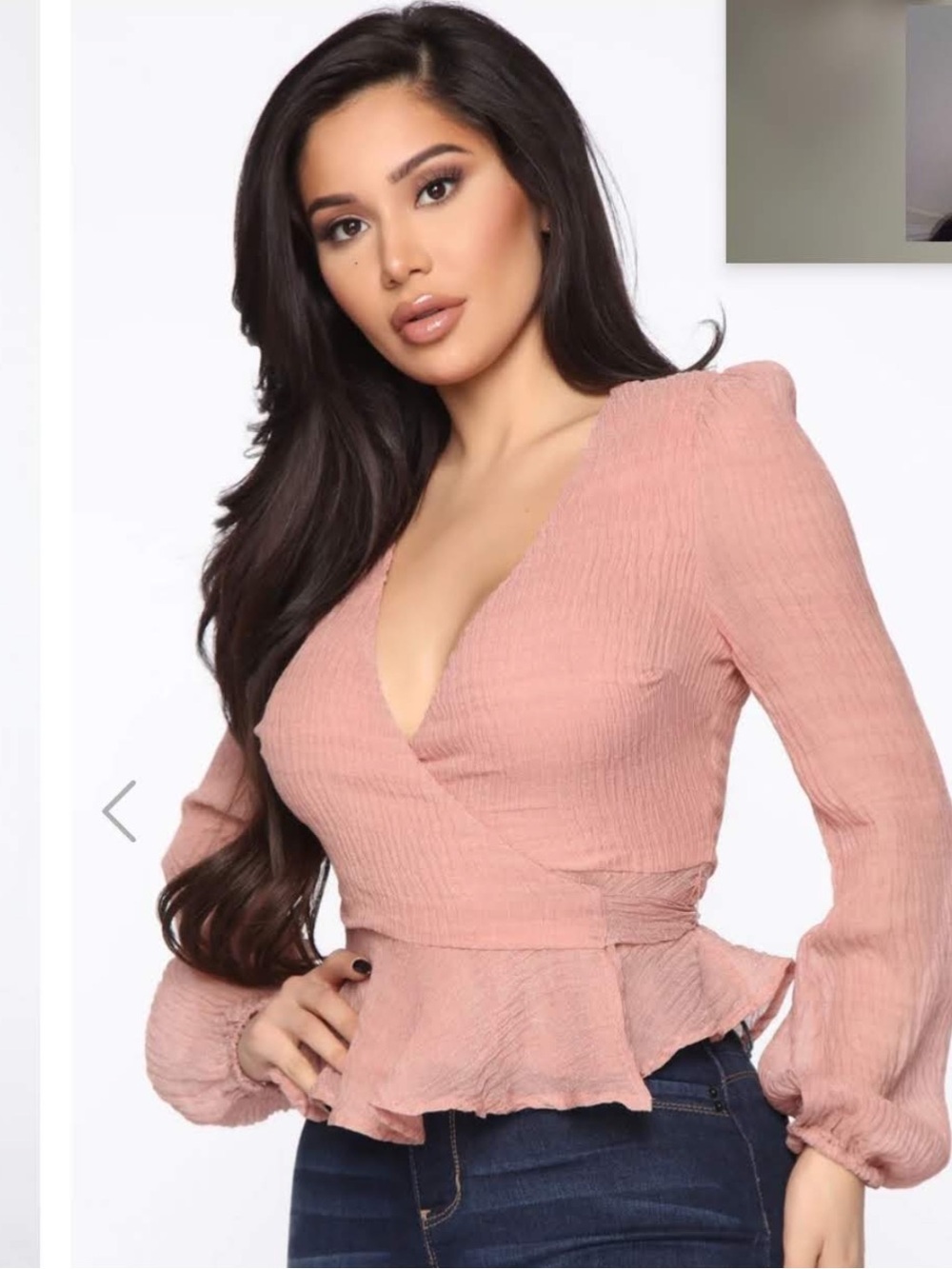 Fashion Nova Dusty Rose Wrap Peplum Blouse
